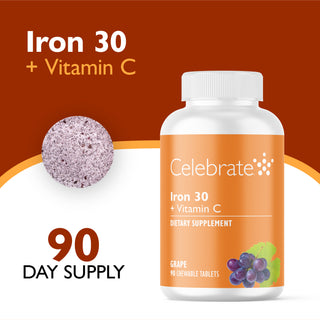 Iron 30 mg + Vitamin C, Chewable, Grape